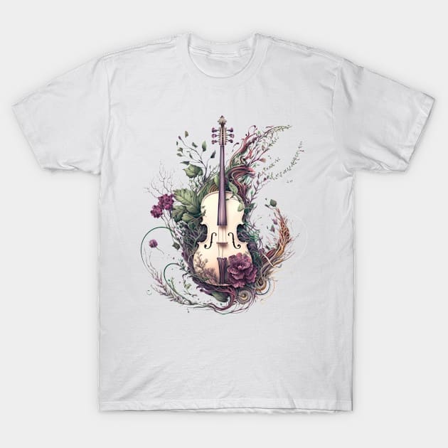 Nature's Symphony: Floral Violins and Rococo Elegance #1 T-Shirt by AntielARt